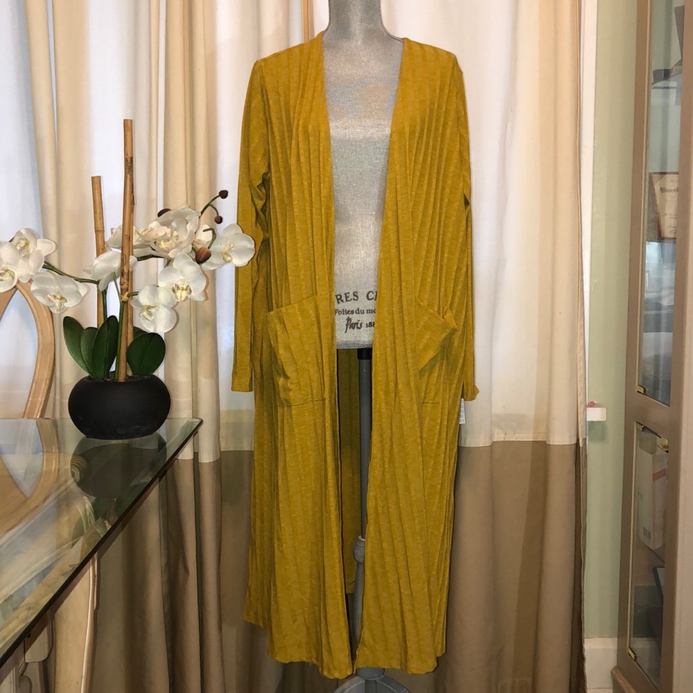 Lularoe Mustard Sarah Cardigan/Duster Long - Picture 2 of 7